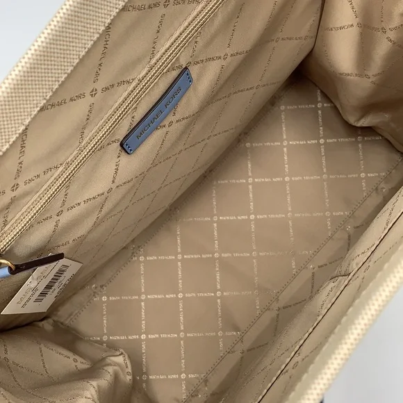 Michael Kors Mirella Large NS Logo Jacquard Tote Crossbody Bag Chambray Blue - Picture 14 of 16